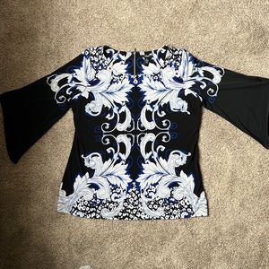 Alfani,flare sleeve, blue blouse.